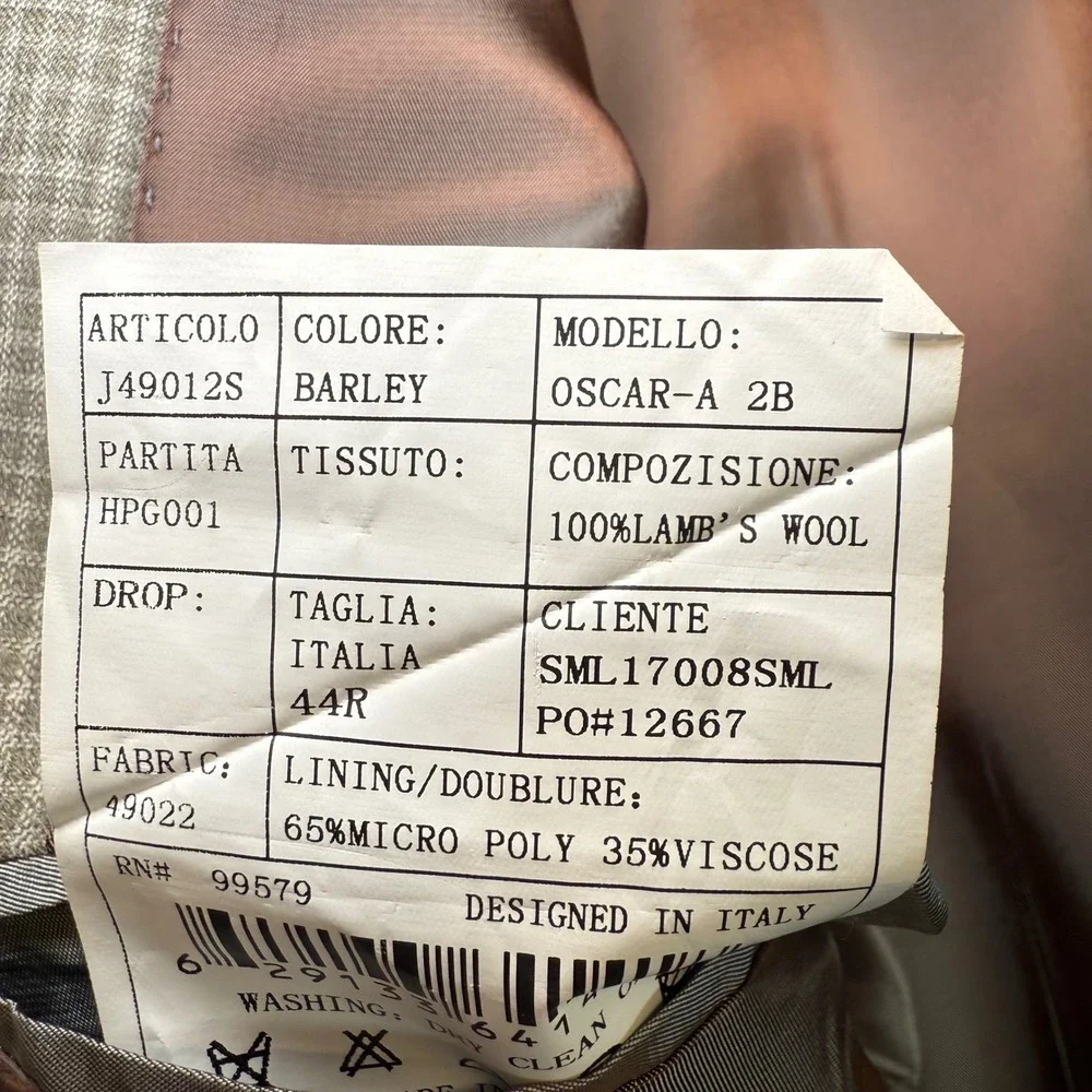 PRONTOMODA‎ Blazer Jacket Tan Plaid 100% Lambs Wool Classic Sophisticated 44R
